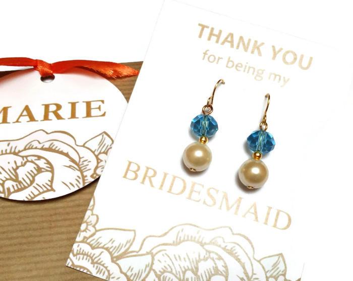 Wedding - Pearl bridesmaid earrings. Crystal and pearl earrings. Wedding earrings. Bridal earrings. Bridesmaid gifts. Bridesmaid jewelry. Gift for her - $6.70 EUR