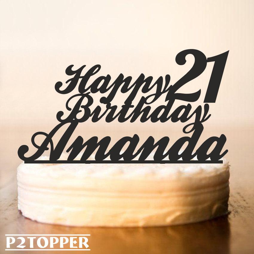 Hochzeit - Custom Birthday Cake Topper, 21st Birthday Cake Topper,Cake Topper For Birthday,Happy Birthday Cake Topper,Cake Topper Birthday Party (0012)