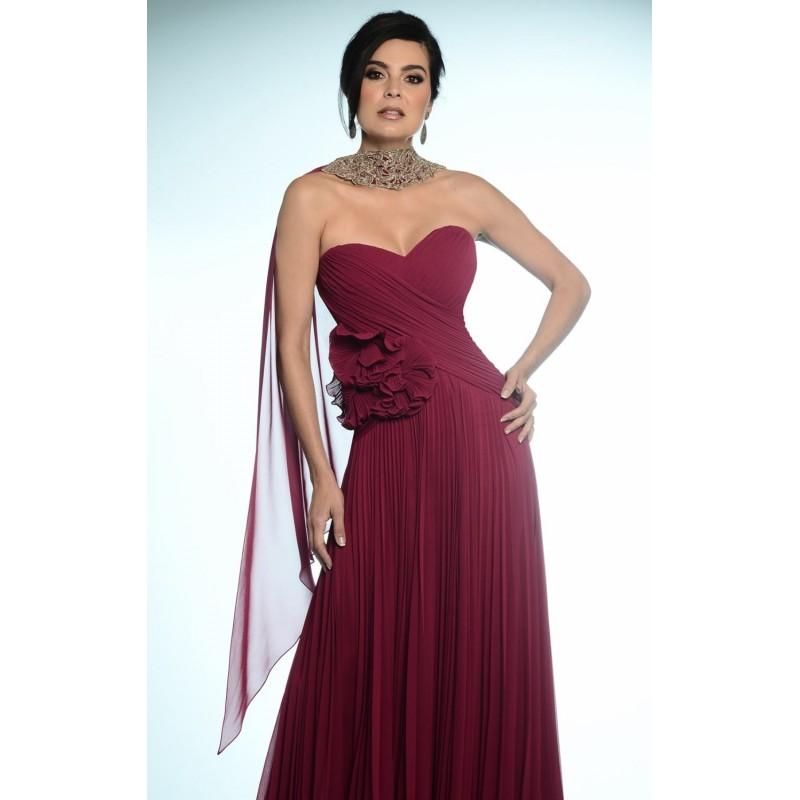 Mariage - Cranberry Strapless Embellished Gown by Daymor Couture - Color Your Classy Wardrobe