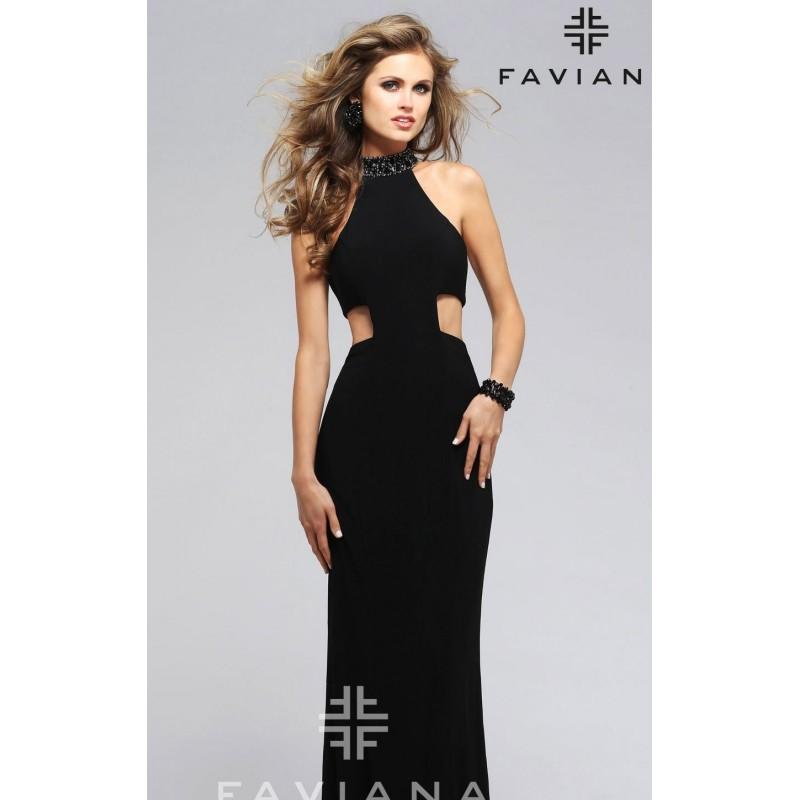 Mariage - Black/Gunmetal Jewel Neck Jersey Gown by Faviana - Color Your Classy Wardrobe