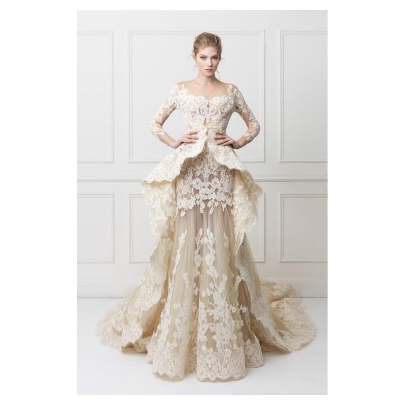 Hochzeit - Maison Yeya 2017 Outfit Royal Train Champagne Mermaid Illusion Long Sleeves Lace Winter Appliques Wedding Dress - Elegant Wedding Dresses