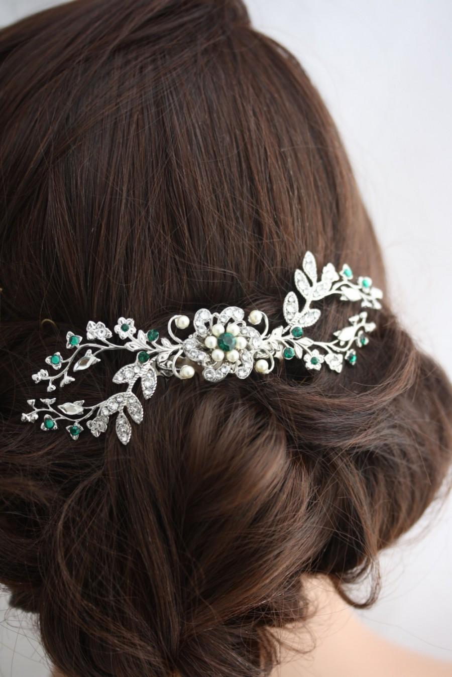 زفاف - Wedding Hair Comb Emerald Green Crystal Bridal Headpiece Vintage Vine Comb Crystal Headpiece Wedding Hair Accessories  SPLENDID SABINE COMB