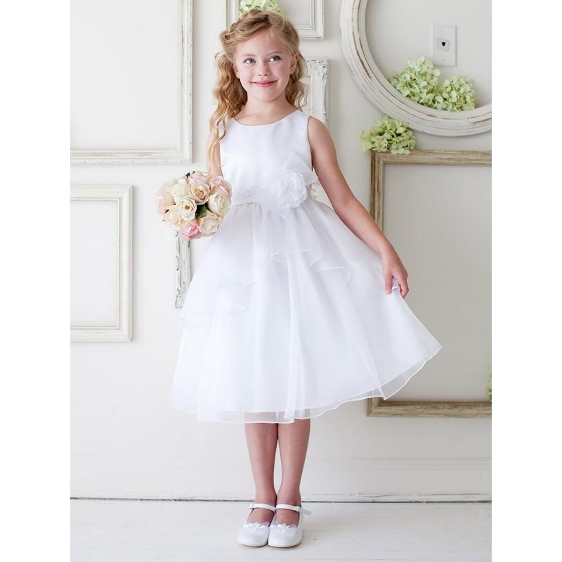 زفاف - White Double Layered Organza Dress w/ Satin Bodice Style: D1226 - Charming Wedding Party Dresses