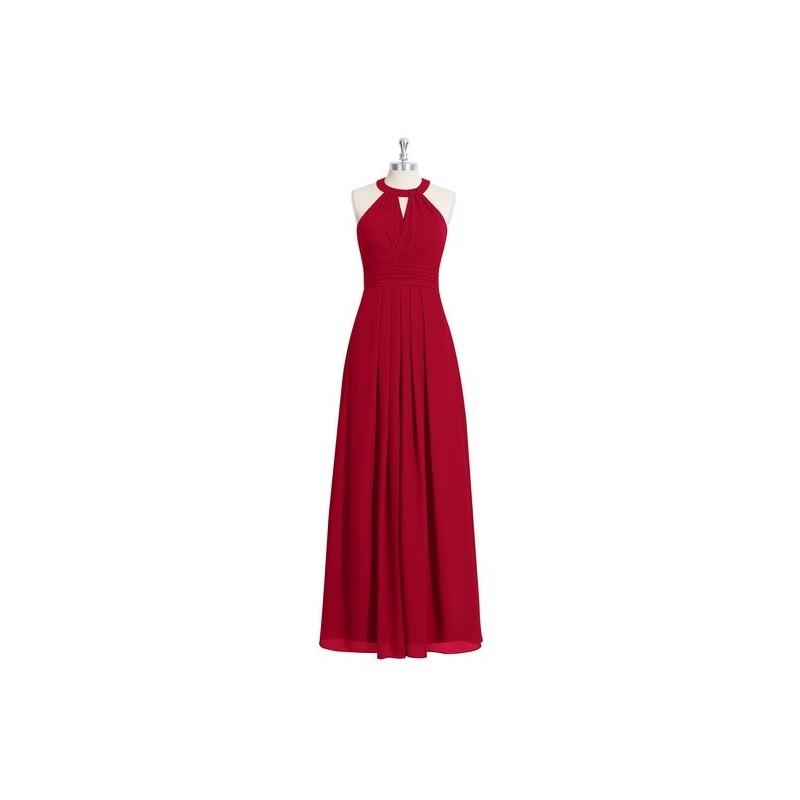 زفاف - Burgundy Azazie Abbey - Chiffon Halter Floor Length Strap Detail Dress - Simple Bridesmaid Dresses & Easy Wedding Dresses