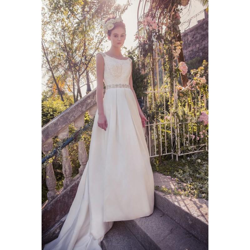 Mariage - Snow by Annasul Y. 2017 sa3202b Vogue Chapel Train Sleeveless Ball Gown Bateau Ivory Spring Bow Satin Garden Bridal Gown - 2018 Spring Trends Dresses