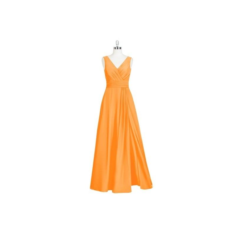 Mariage - Tangerine Azazie Karina - V Neck Chiffon Back Zip Floor Length - Charming Bridesmaids Store