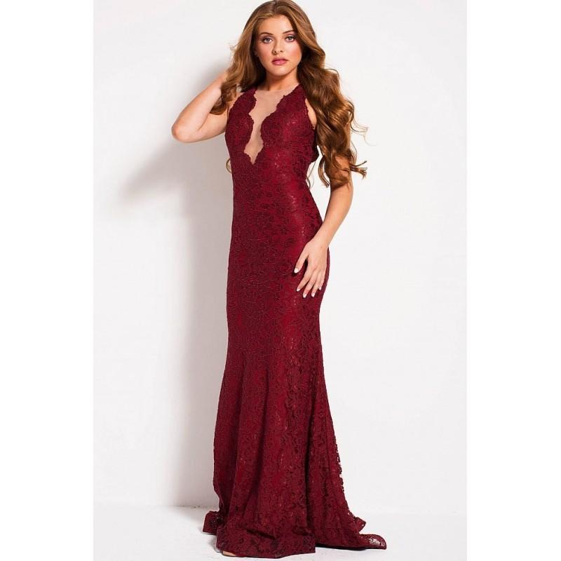 زفاف - Jovani - 51847 Sleeveless Plunging Lace Illusion Prom Dress - Designer Party Dress & Formal Gown
