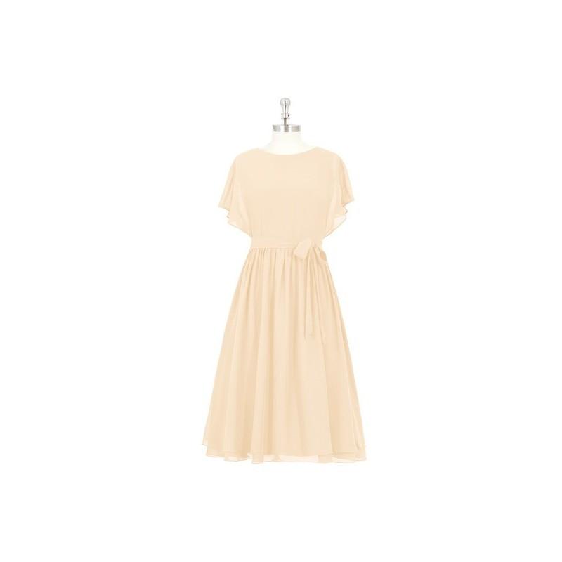 زفاف - Peach Azazie Alejandra - Chiffon Knee Length Back Zip Scoop Dress - Simple Bridesmaid Dresses & Easy Wedding Dresses