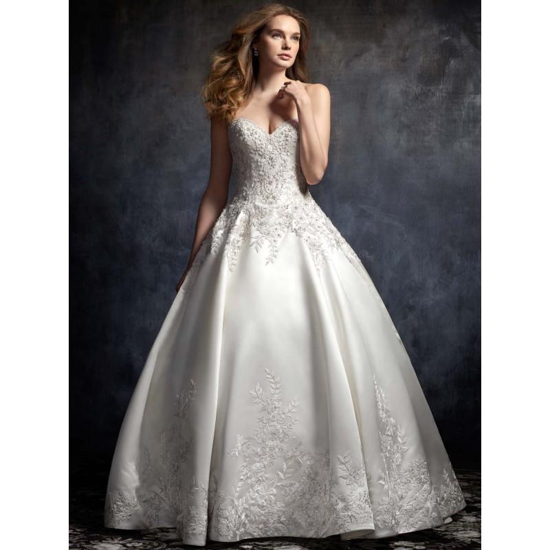 Wedding - Kenneth Winston Fall/Winter 2017 Style 1749 Sweet Chapel Train Sleeveless Ball Gown Sweetheart Satin Embroidery Bridal Dress - Customize Your Prom Dress