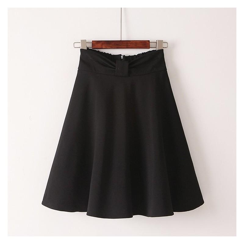 زفاف - Vintage Slimming A-line Banded Waist High Waisted Jersey Cotton Fine Lady Mid-length Skirt Skirt - Lafannie Fashion Shop