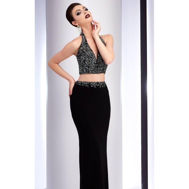 Hochzeit - Black Beaded Two-Piece Gown by Clarisse - Color Your Classy Wardrobe