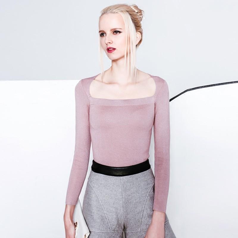 زفاف - Must-have Elegant Simple Slimming Square One Color 9/10 Sleeves Knitted Sweater Basic Top - Bonny YZOZO Boutique Store