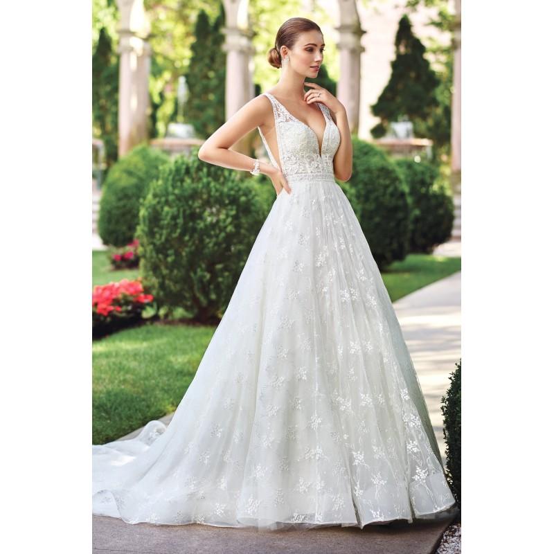 زفاف - Style 117271 by David Tutera for Mon Cheri - White Lace  Organza Floor Straps  V-Neck A-Line Wedding Dresses - Bridesmaid Dress Online Shop