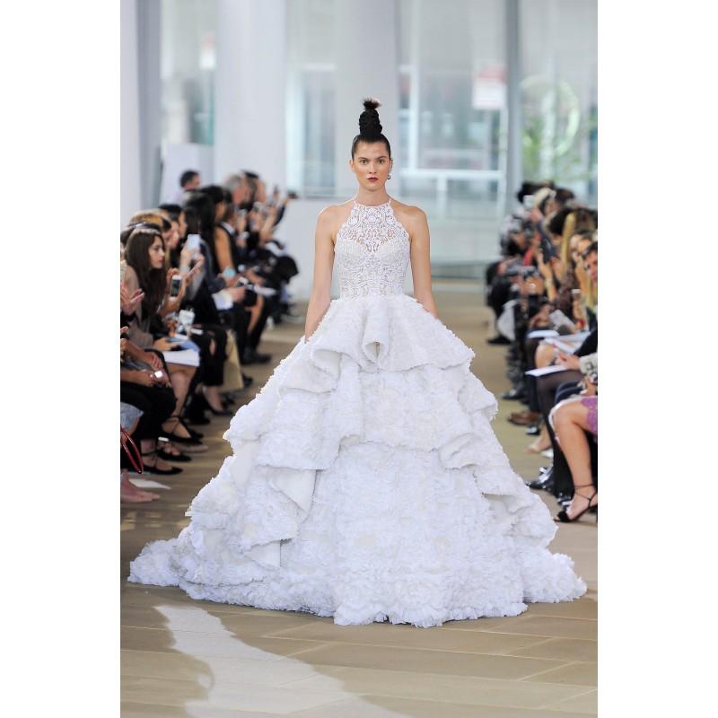 Hochzeit - Ines di Santo Spring/Summer 2018 Kensington Cathedral Train White Ball Gown Illusion Ruffle Lace Sleeveless Wedding Dress - Brand Wedding Store Online