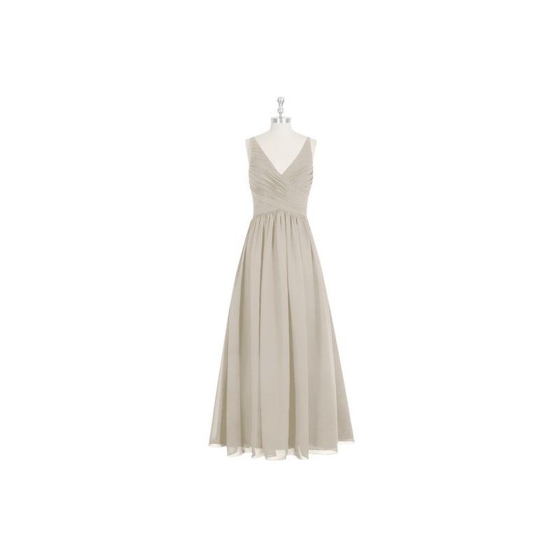 Hochzeit - Taupe Azazie Elaine - Chiffon V Neck Back Zip Floor Length Dress - Charming Bridesmaids Store