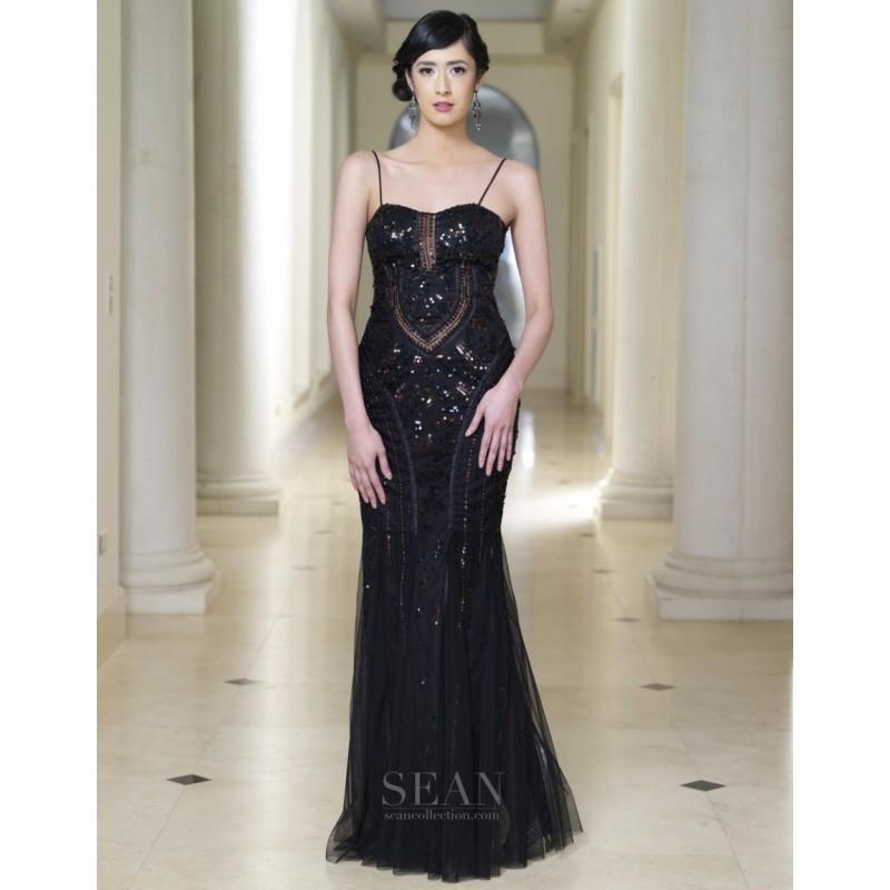 Mariage - Sean Collection 50702 Beaded Gown with Sheer Panels - Brand Prom Dresses