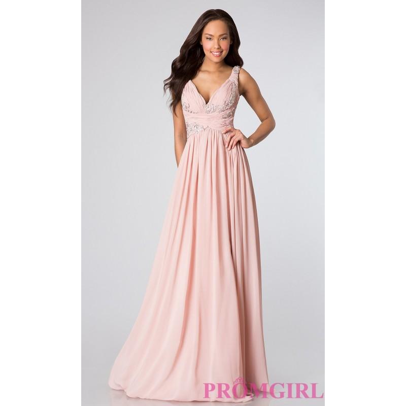Wedding - Sleeveless V-Neck Long Pink Prom Gown - Brand Prom Dresses