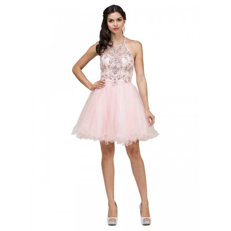 Wedding - Dancing Queen - 2102 Beaded Halter Short Dress - Designer Party Dress & Formal Gown