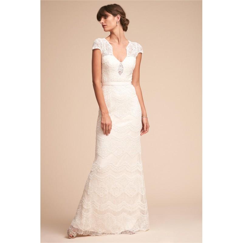 Mariage - BHLDN Spring/Summer 2018 Katherine Sweep Train Elegant Cap Sleeves Fit & Flare Ivory Lace Beading Zipper Up Wedding Dress - 2018 Spring Trends Dresses