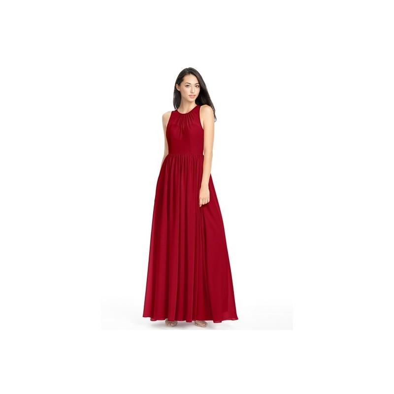 Mariage - Burgundy Azazie Jewel - Chiffon Illusion Floor Length Scoop Dress - Charming Bridesmaids Store