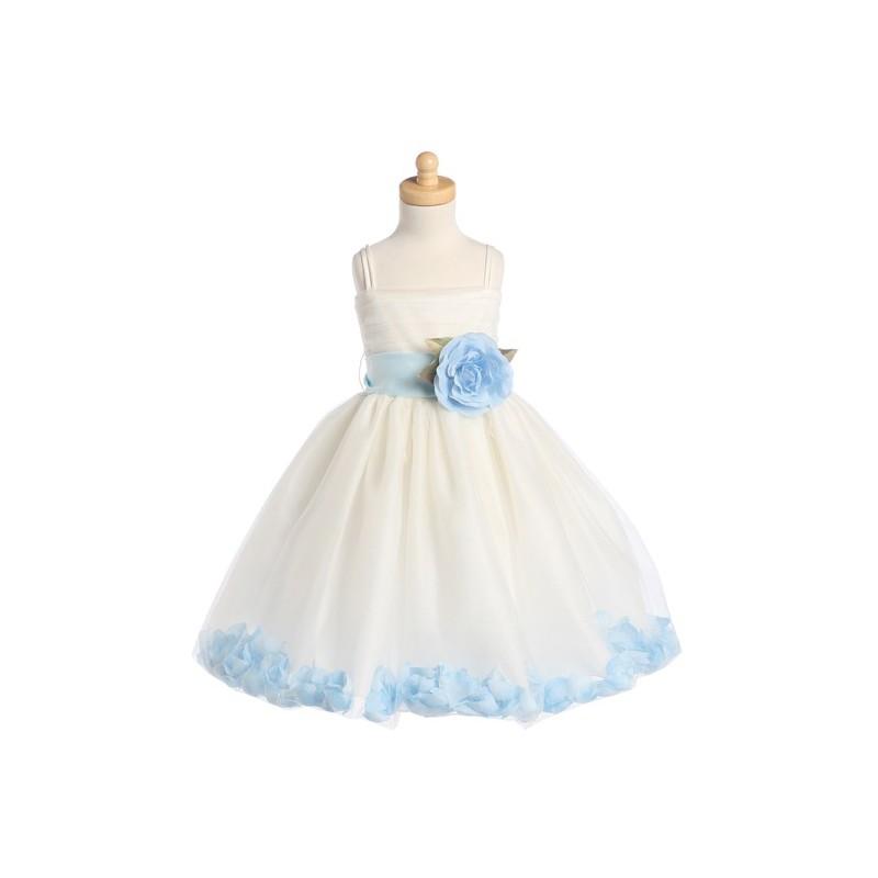 Hochzeit - Blossom Ivory Sleeveless Tulle Dress w/ Detachable Sash, Flower, & Petals Style: BL207 - Charming Wedding Party Dresses