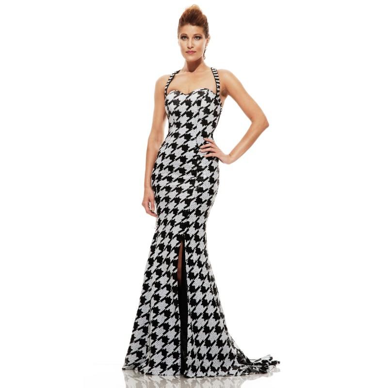 Hochzeit - Black / White Joshua McKinley 6086 - High Slit Dress - Customize Your Prom Dress