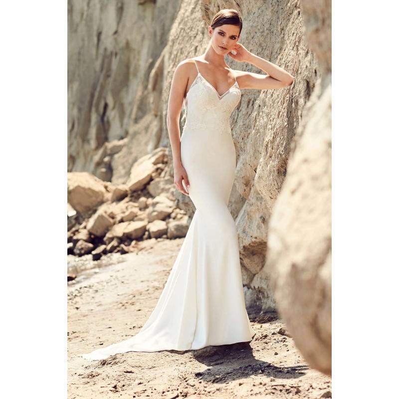 Mariage - Mikaella Spring/Summer 2017 2102 Sweep Train Ivory Sweet Spaghetti Straps Mermaid Sleeveless Embroidery Satin Wedding Gown - Branded Bridal Gowns