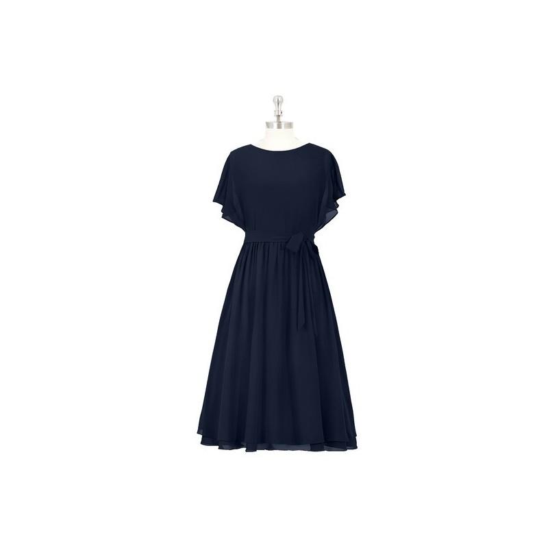 زفاف - Dark_navy Azazie Alejandra - Chiffon Knee Length Scoop Back Zip Dress - Charming Bridesmaids Store