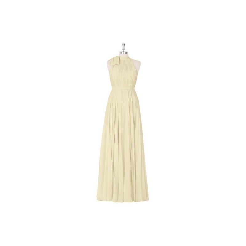 Hochzeit - Champagne Azazie Cailyn - Chiffon Back Zip Halter Floor Length Dress - Charming Bridesmaids Store