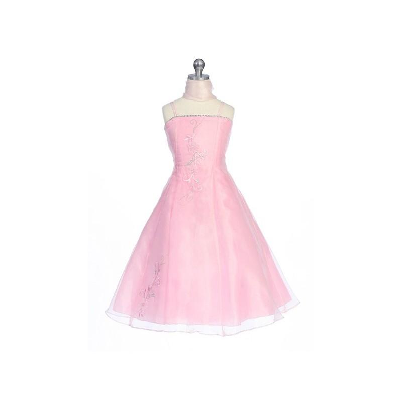 Wedding - Pink Flower Girl Dress - Organza A-Line Dress w/ Shawl Style: D2140 - Charming Wedding Party Dresses