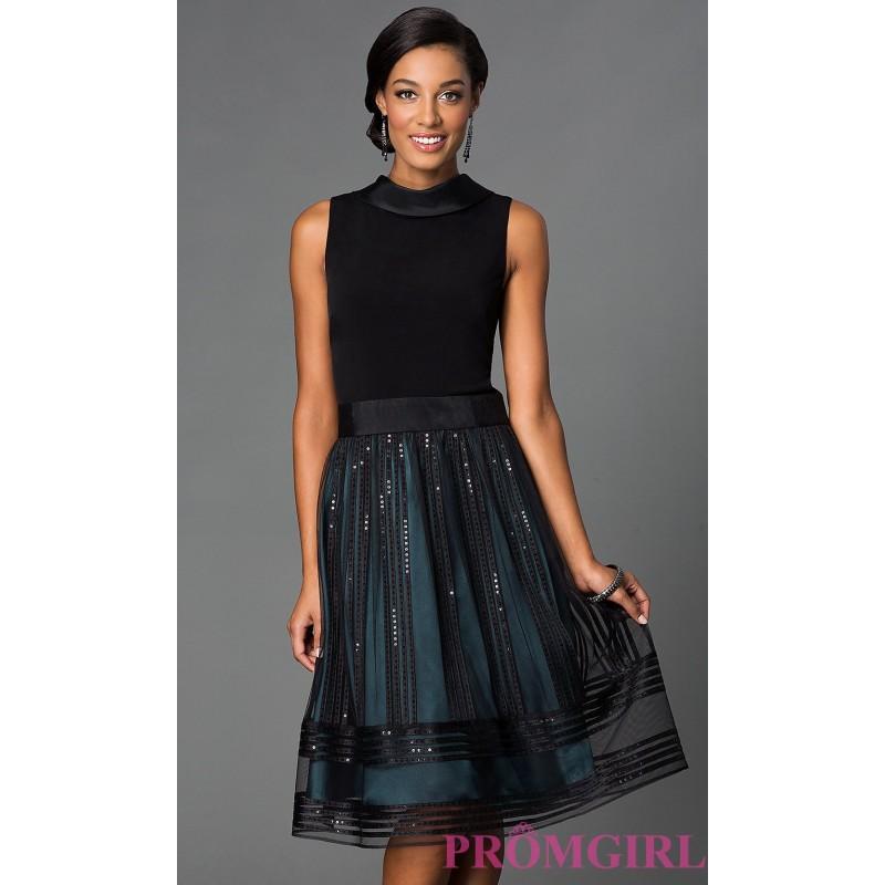 Hochzeit - Knee Length High Neck Sleeveless Dress with Sequin Embellished Skirt - Brand Prom Dresses