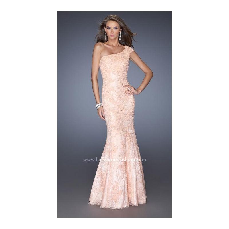 Wedding - La Femme Evening 19604 One Shoulder Lace Mermaid Dress - Brand Prom Dresses