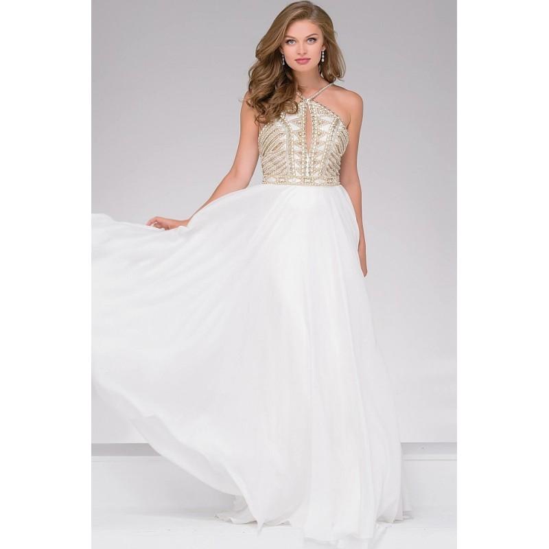 Wedding - Jovani - Embellished Halter Chiffon Prom Dress 36983 - Designer Party Dress & Formal Gown