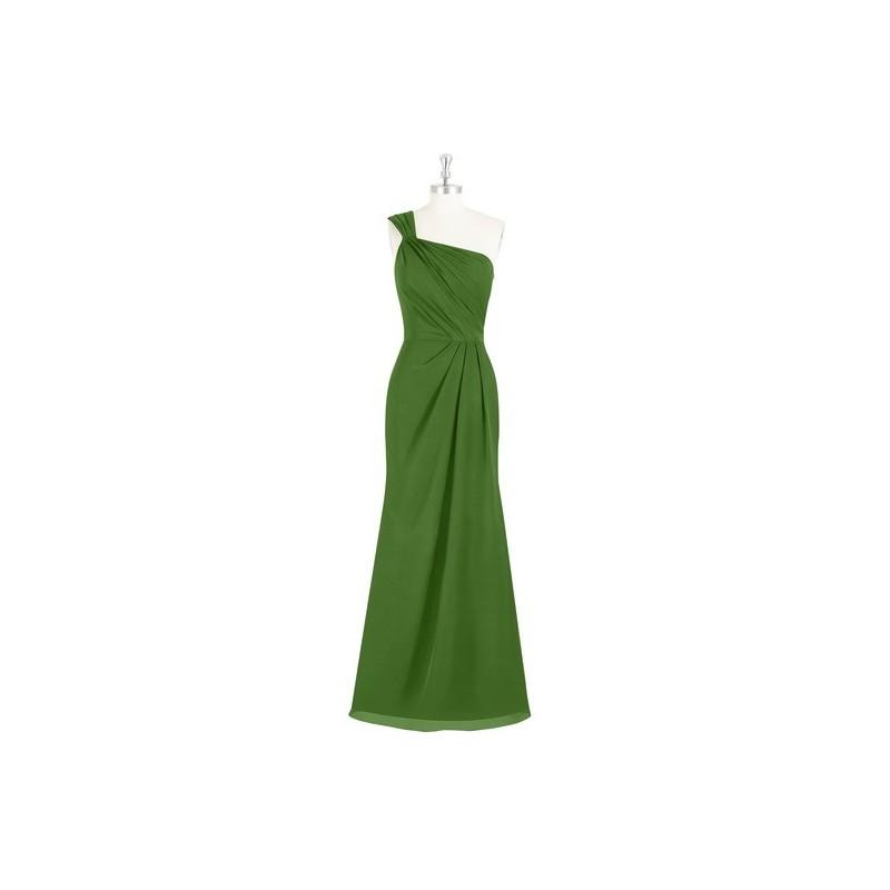 Hochzeit - Moss Azazie Carissa - Floor Length Strap Detail Chiffon One Shoulder Dress - Charming Bridesmaids Store