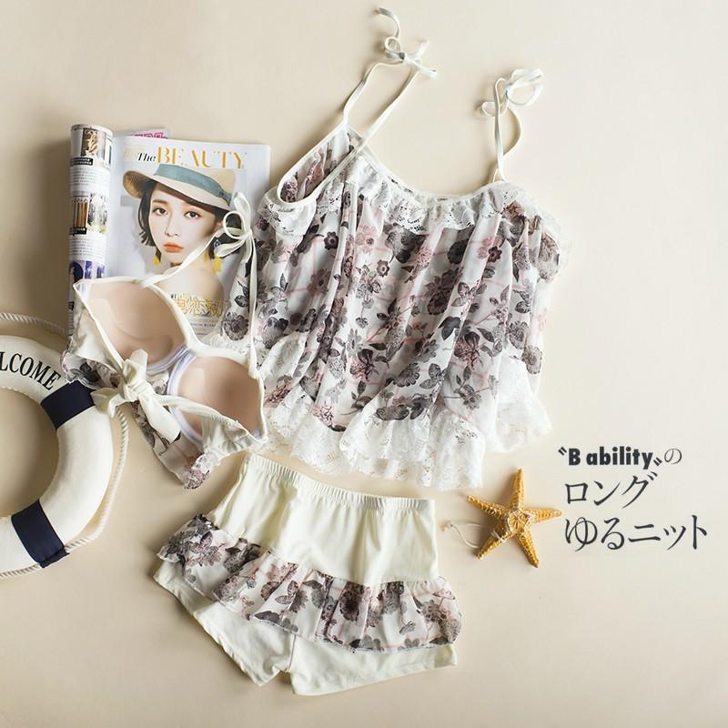 زفاف - Plus Size Lace Floral Deer Swimsuit Bikini - Discount Fashion in beenono