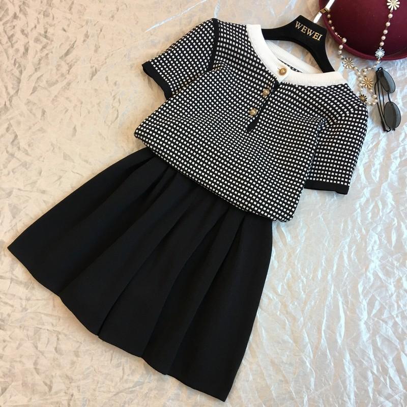 Wedding - Vogue Attractive Solid Color Trail Dress Jersey Lattice Outfit Twinset Knitted Top Short - Discount Fashion in beenono