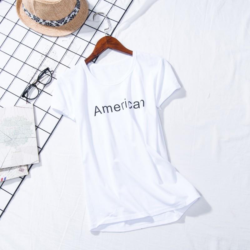 زفاف - Vogue Simple Printed Alphabet Flexible Comfortable Short Sleeves T-shirt - Discount Fashion in beenono