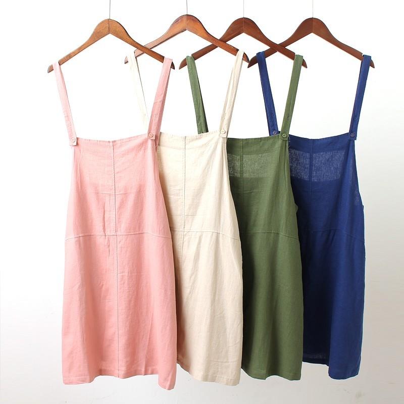 زفاف - School Style Must-have Oversized Sweet Plus Size Ramie Summer Dress Overall Dress - Discount Fashion in beenono
