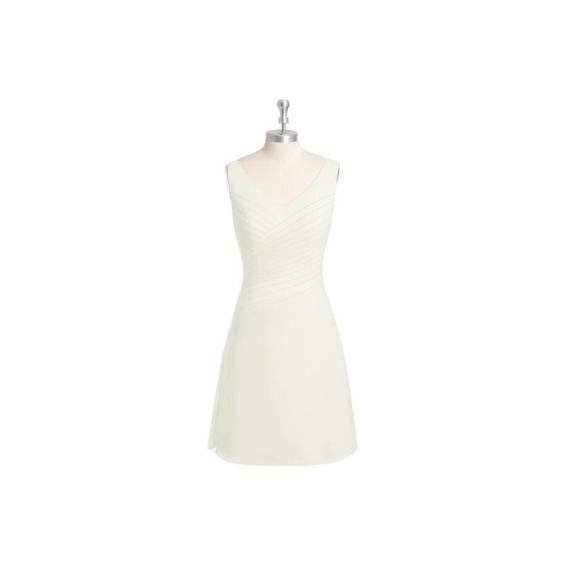 Mariage - Frost Azazie Annabella - V Neck Knee Length V Back Chiffon Dress - Charming Bridesmaids Store