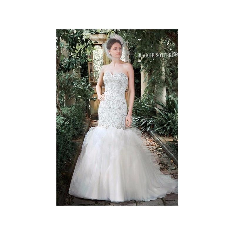 Wedding - Vestido de novia de Maggie Sottero Modelo Kennedy - 2016 Sirena Palabra de honor Vestido - Tienda nupcial con estilo del cordón