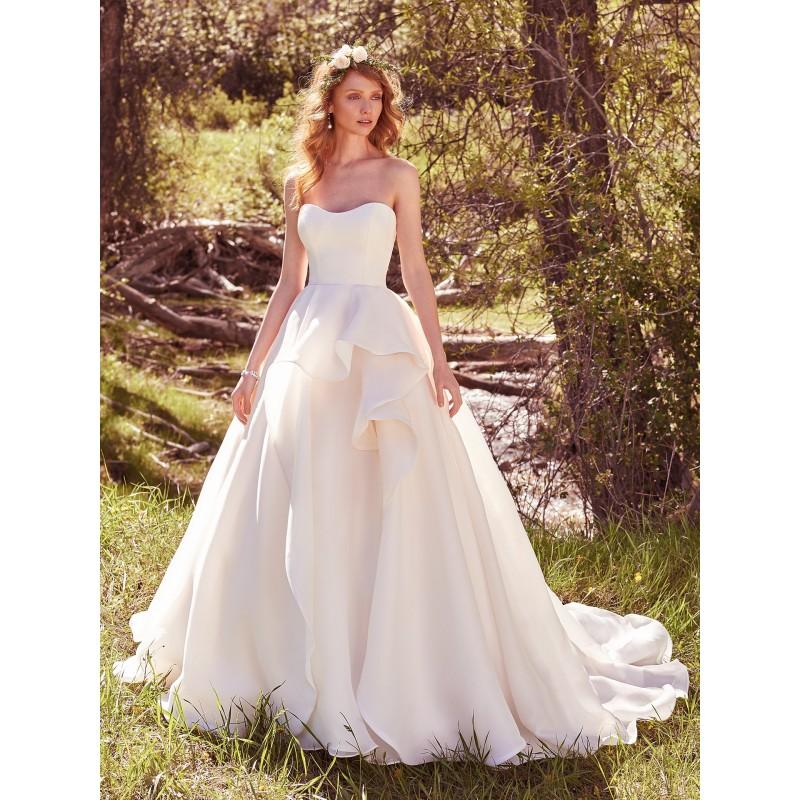 Hochzeit - Maggie Sottero Spring/Summer 2017 Bianca Marie Covered Button Ivory Organza Strapless Chapel Train Ball Gown Dress For Bride - HyperDress.com
