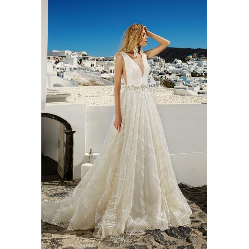 Wedding - Eva Lendel 2017 Brooke Sleeveless Chapel Train V-Neck Aline Vogue Ivory Beading Lace Wedding Dress - Brand Wedding Dresses