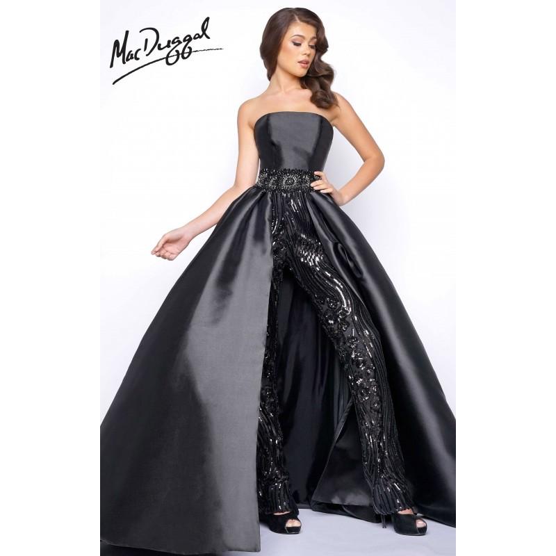 Mariage - Black Mac Duggal 11039M - Romper Long Sequin Dress - Customize Your Prom Dress