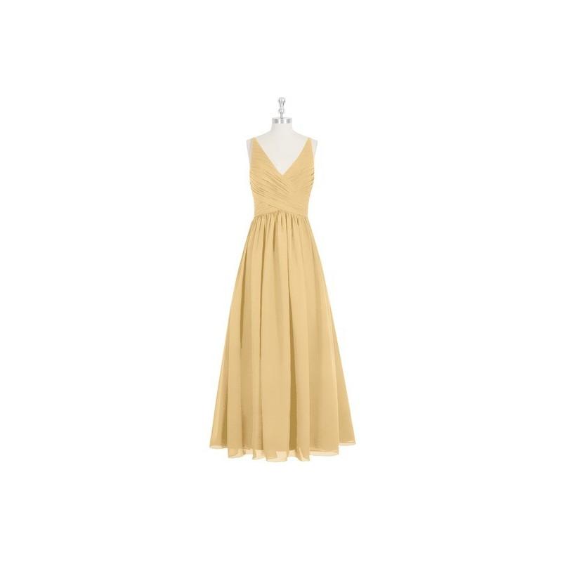 زفاف - Gold Azazie Elaine - Chiffon V Neck Back Zip Floor Length Dress - Charming Bridesmaids Store