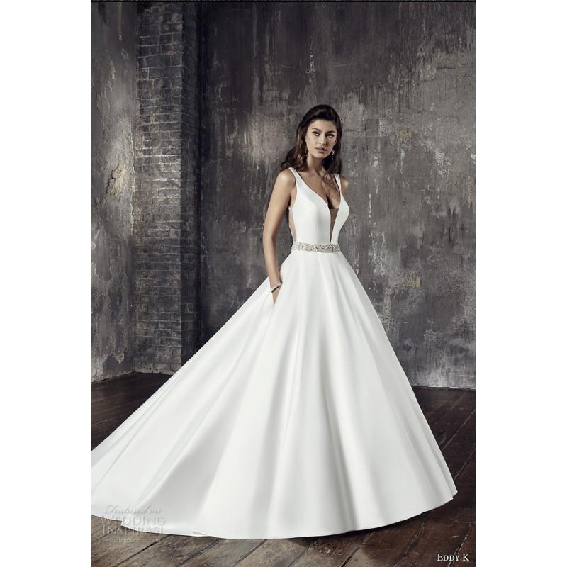 Wedding - Eddy K. Couture Style CT189 2018 Simple Sleeveless Ball Gown Chapel Train Wedding Gown Simple Ball Gown Wedding Gown - Elegant Wedding Dresses