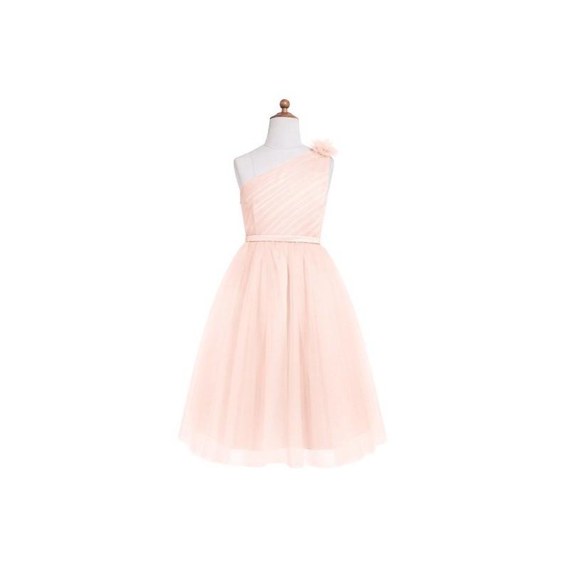 Mariage - Pearl_pink Azazie Lilo JBD - One Shoulder Side Zip Satin And Tulle Knee Length Dress - Charming Bridesmaids Store