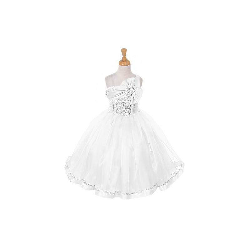 زفاف - White One Shoulder Sparkle Organza Dress Style: D2061 - Charming Wedding Party Dresses