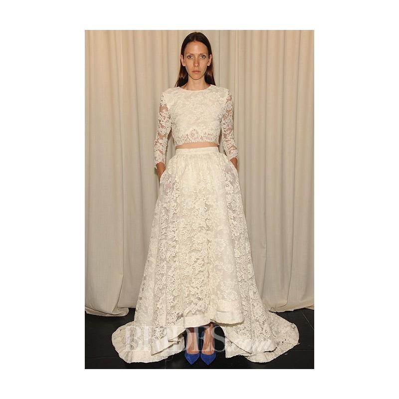 زفاف - Houghton - Fall 2014 - Aligote and Macabeau Two-Piece Corded Lace A-Line Asymmetrical Gown - Stunning Cheap Wedding Dresses