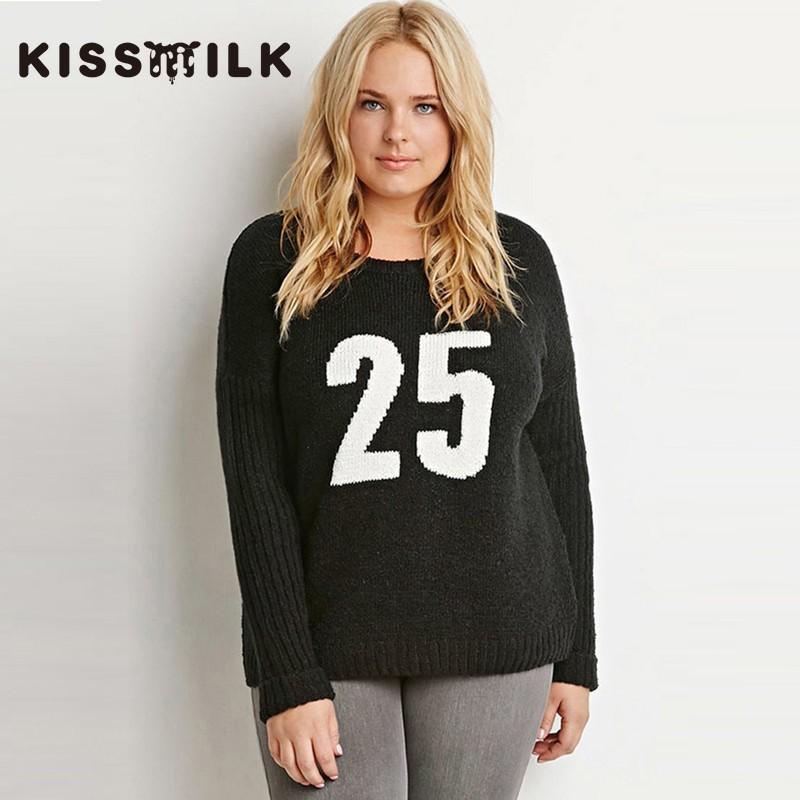 زفاف - School Style Must-have Casual Vogue Printed Plus Size Scoop Neck Number Spring Sweater - Bonny YZOZO Boutique Store