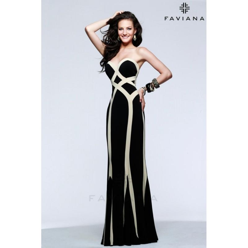 Hochzeit - Faviana 7571 Two Tone Jersey Long Dress - Brand Prom Dresses